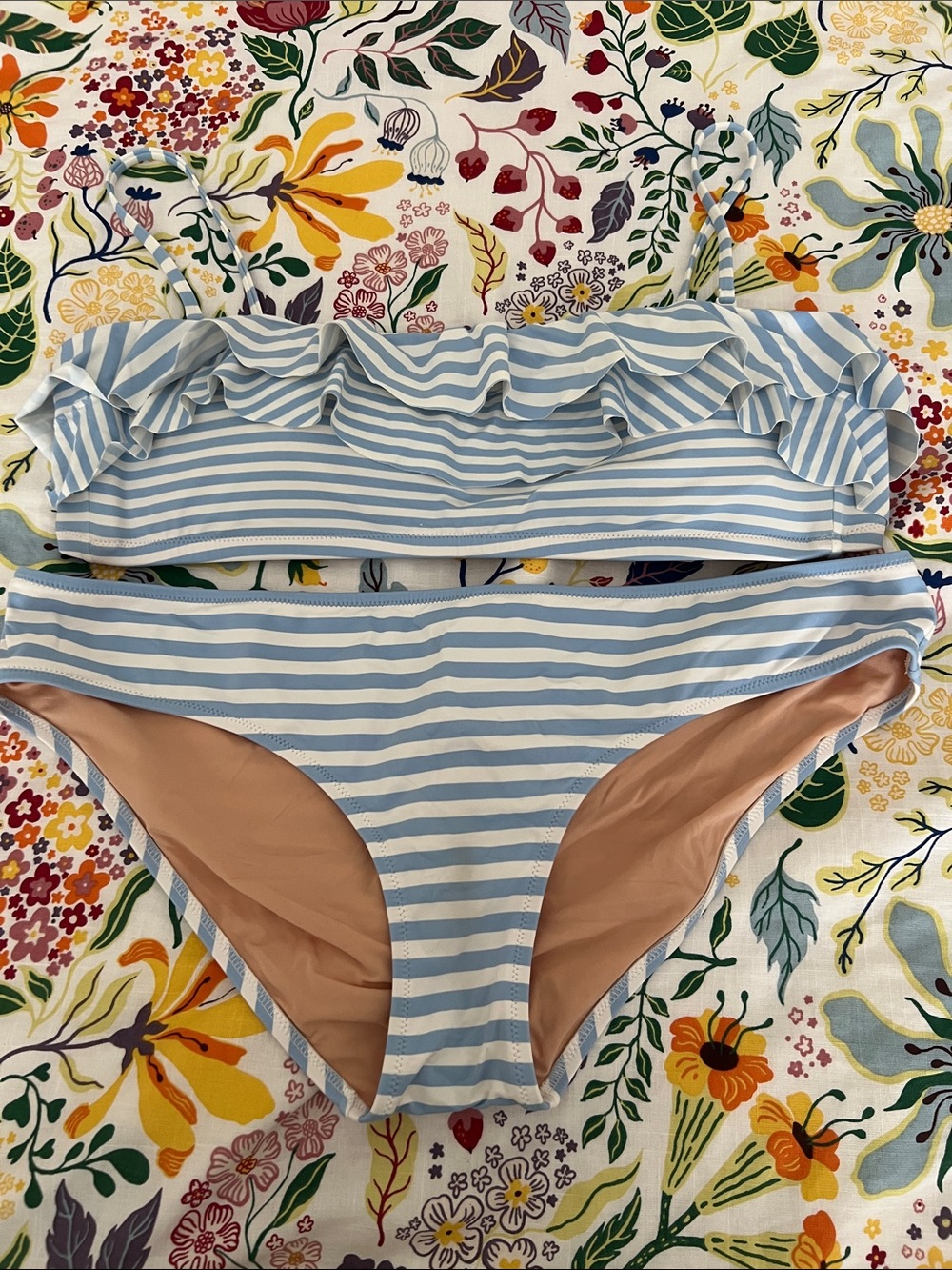 J. Crew Striped Light Blue & White Bikini Set